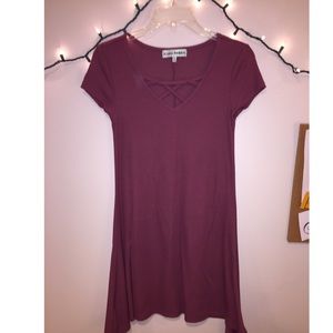 Ribbed Dress with Laced Tie Up Detail